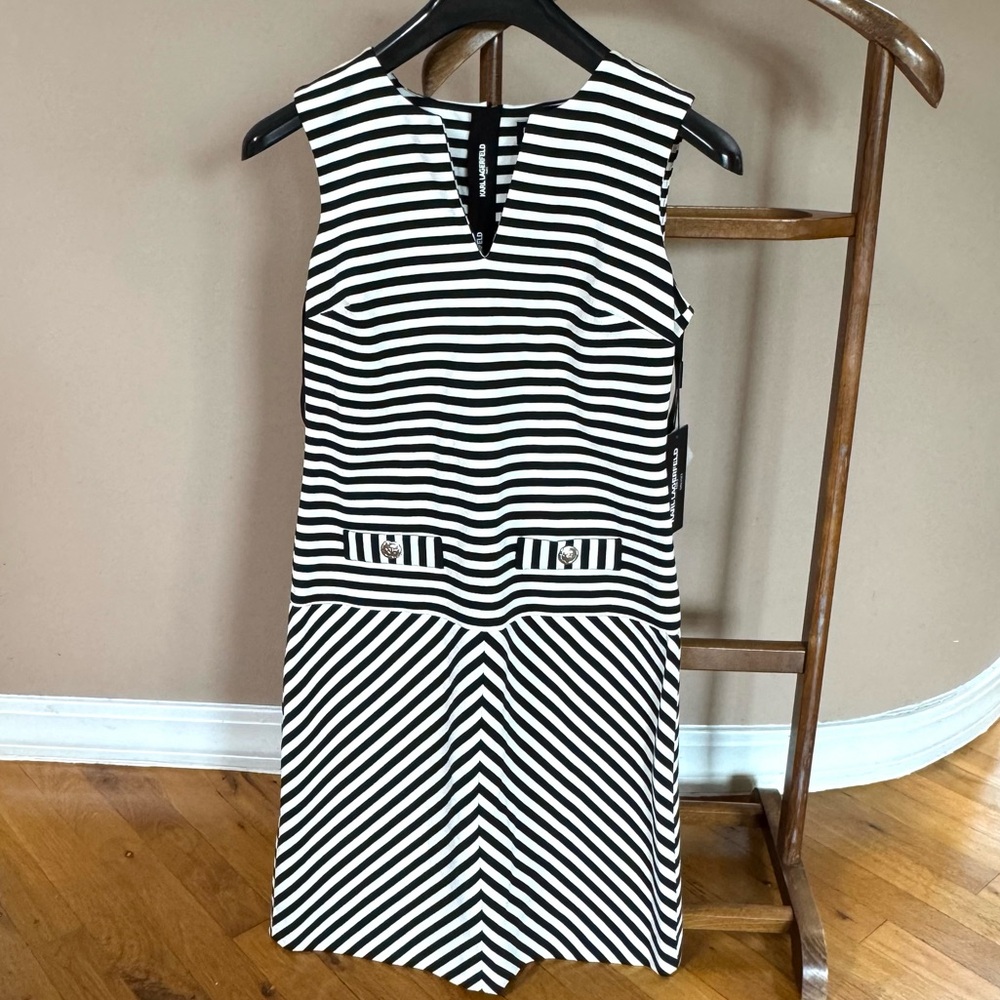 Karl Lagerfeld Monochrome Striped Dress Sz S